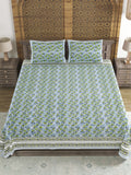 Hand Block Print Cotton King Size Bedsheet Grey Gad Buti