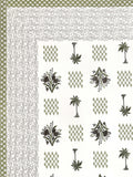 Hand Block Printed Cotton Super King Size Bedsheet(270x 270) (PALM TREE GREEN )