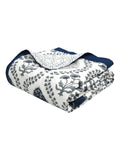 Cotton Single Size Quilt/ Rajai Hand Block Print for Light Winters (150x225 cm) (Royal Blue Motif)