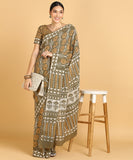 BLOCKS OF INDIA Hand Block Print Cotton Sarees For Women with Unstitched Blouse Piece Color 11