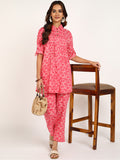 BLOCKS OF INDIA Co ords Set in Pure Cotton Pink Mushroom