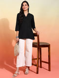 BLOCKS OF INDIA Cotton Hand Solid Color Kurti for Women - Black