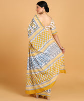 BLOCKS OF INDIA Hand Block Print Cotton Sarees For Women with Unstitched Blouse Piece Color 14