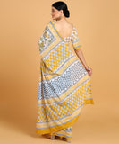 BLOCKS OF INDIA Hand Block Print Cotton Sarees For Women with Unstitched Blouse Piece Color 14