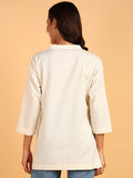 BLOCKS OF INDIA Cotton Hand Solid Color Kurti for Women - Natural White