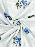 Hand Block Printed 100% Cotton Dohar King Size Reversible (Blue Green Flower)