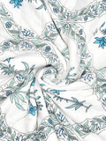 Cotton Single Size Quilt/ Rajai Hand Block Print for Light Winters (150x225 cm) (Turq Bel)