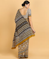 BLOCKS OF INDIA Hand Block Print Cotton Sarees For Women with Unstitched Blouse Piece Color 4