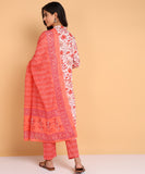 BLOCKS OF INDIA Cotton Hand Printed Set 3 Pic Kurti for Women red Flower