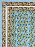 Hand Block Print Cotton King Size Bedsheet Blue Grey Buti TA