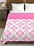 Cotton Dohar / Blanket King Bed Size Hand Block Printed (Pink Mughal)