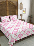 BLOCKS OF INDIA Hand Block Print Cotton King Size Bedsheet (Mughal PInk)