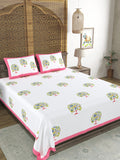 Hand Block Print Cotton King Size Bedsheet Pink TOL