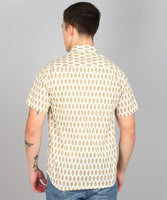 BLOCKS OF INDIA Cotton Hand Block Print Half Sleeves Summer Shirt for Men Yellow Buti