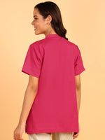 BLOCKS OF INDIA Cotton Solid Color Top for Women - Hot Pink