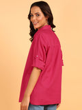 Blocks Of India Women Solid Color Casual Shirt - Hot Pink