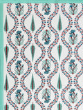 PURE COTTON RAJASTHANI HAND BLOCK PRINT SIX SEATER TABLE CLOTH (TURQ TILAK BUTA)