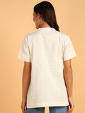 BLOCKS OF INDIA Cotton Solid Color Top for Women - Natural White