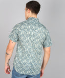 BLOCKS OF INDIA Cotton Hand Block Print Half Sleeves Summer Shirt for Men Grey Blocks