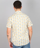 BLOCKS OF INDIA Cotton Hand Block Print Half Sleeves Summer Shirt for Men Brown Elephant