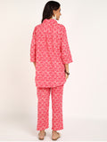 BLOCKS OF INDIA Co ords Set in Pure Cotton Pink Mushroom