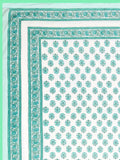 Cotton Single Size Quilt Hand Block Print for Light Winters (150x225 cm) (Light Green Tree)