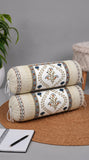 Rajasthani Handmade Hand Block Print Cotton Bolster Cover , 50 (2 Pcs)