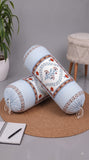 Rajasthani Handmade Hand Block Print Cotton Bolster Cover , 51 (2 Pcs)