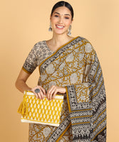 BLOCKS OF INDIA Hand Block Print Cotton Sarees For Women with Unstitched Blouse Piece Color 4