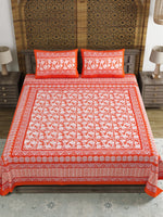 BLOCKS OF INDIA Hand Block Printed 250 TC Cotton Super King Size Bedsheet(245 X 270 CM) (Color 5)