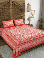 BLOCKS OF INDIA Hand Block Printed 250 TC Cotton Super King Size Bedsheet(245 X 270 CM) (Color 5)