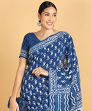 BLOCKS OF INDIA Hand Block Print Cotton Sarees For Women with Unstitched Blouse Piece Color 8