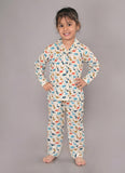 Cotton Hand Block Animal Print Nightwear For Kids Unisex