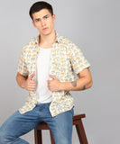 BLOCKS OF INDIA Cotton Hand Block Print Half Sleeves Summer Shirt for Men Brown Elephant