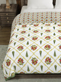 BLOCKS OF INDIA Hand Block Printed Cotton King Size Quilt (Green Patti)