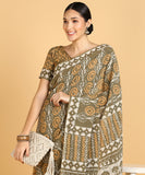 BLOCKS OF INDIA Hand Block Print Cotton Sarees For Women with Unstitched Blouse Piece Color 11