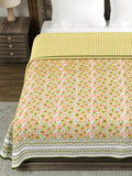 Hand Block Printed 100% Cotton Dohar King Size Reversible (Green Gad Buti)