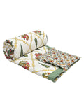 BLOCKS OF INDIA Hand Block Printed Cotton King Size Quilt (Green Patti)
