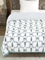 Cotton Single Size Quilt/ Rajai Hand Block Print for Light Winters (150x225 cm) (Grey Patti)