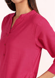 BLOCKS OF INDIA Cotton Hand Solid Long Kurti for Women Solid Pink