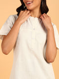 BLOCKS OF INDIA Cotton Solid Color Top for Women - Natural White