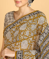 BLOCKS OF INDIA Hand Block Print Cotton Sarees For Women with Unstitched Blouse Piece Color 4