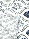 Cotton Single Size Quilt/ Rajai Hand Block Print for Light Winters (150x225 cm) (Royal Blue Motif)