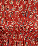 BLOCKS OF INDIA Cotton Hand Printed Short Kurti top for Women Red Buti