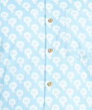 BLOCKS OF INDIA Cotton Hand Block Print Half Sleeves Summer Shirt for Men (White Blue Buti)