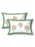 Hand Block Print Cotton King Size Bedsheet Green TOL