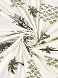 Hand Block Printed Cotton Super King Size Bedsheet(270x 270) (PALM TREE GREEN )