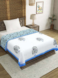 Hand Block Printed Cotton Summer Single Size Reversible Printed Malmal Dohar Blue Tol