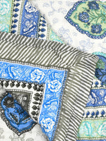 BLOCKS OF INDIA Hand Block Printed Cotton King Size Quilt (Grey Rose)