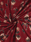 Hand Block Printed Cotton Super King Size Bedsheet(270x 270) (Batik maroon)
